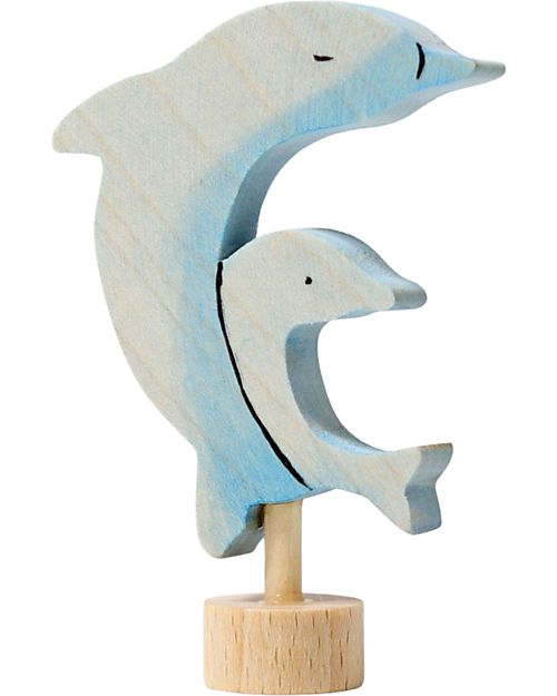 Grimm's Decorative Figure for Birthday Ring Base - Two Dolphins - 7cm Montessori Toys