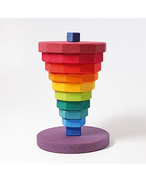 Grimm's Giant Geometrical Stacking Tower - Multicolor - FSC Lime Wood Montessori Toys