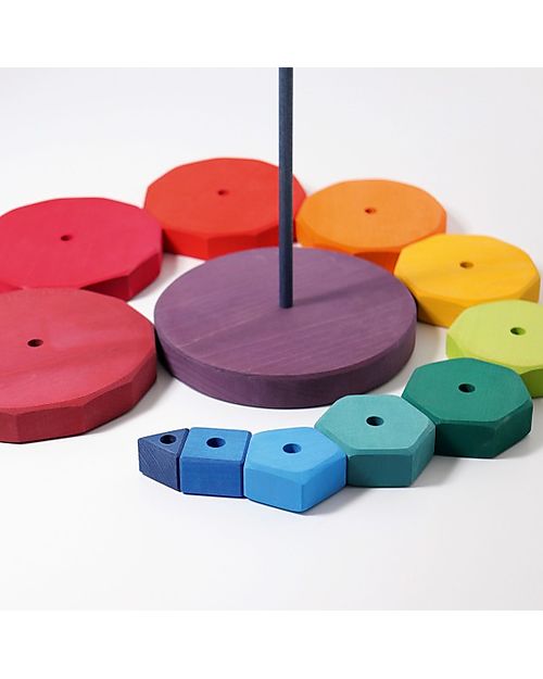 Grimm's Giant Geometrical Stacking Tower - Multicolor - FSC Lime Wood Montessori Toys