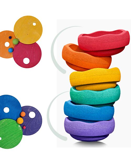 Grimm's Grimm's x Stapelstein The Rolling Discs Set - Cool Classic Balance Toys_