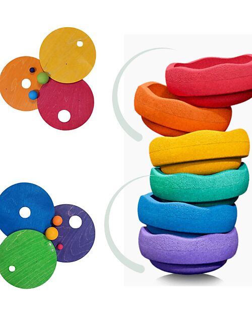 Grimm's Grimm's x Stapelstein The Rolling Discs Set - Warm Classic Balance Toys_