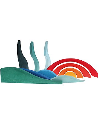 Grimm's Landscape Building Set - 14 pieces - Bizarre shapes for endless fun! Wooden Blocks and Construction Sets