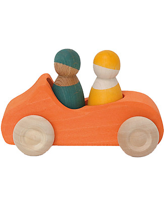 Grimm's Large Convertible - Orange Wooden Toy Cars, Trains & Trucks