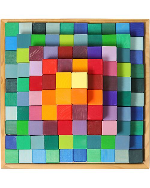 Grimm's Large Stepped Pyramid - Multicolor - 100% FSC Wood Wooden Blocks and Construction Sets
