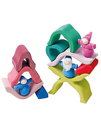 Grimm's Little Flower, Green and Pink Shades - 9 pieces Building Blocks