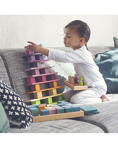 Grimm's Mosaic Game Set - Pastel - Linden Wood FSC Wooden Blocks and Construction Sets