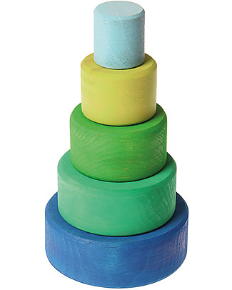 Grimm's Multipurpose Toy Set of Wooden Bowls, Coloured (Outside Blue) - 5 pieces Wooden Blocks & Construction Sets