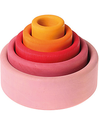 Grimm's Multipurpose Toy Set of Wooden Bowls, Lollipop - 5 pieces Wooden Stacking Toys