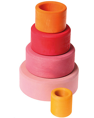 Grimm's Multipurpose Toy Set of Wooden Bowls, Lollipop - 5 pieces Wooden Stacking Toys