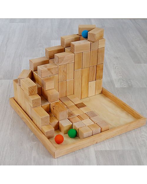 Grimm's Pyramid Wooden Construction Set - Large - Natural - 100 Pieces Wooden Blocks and Construction Sets
