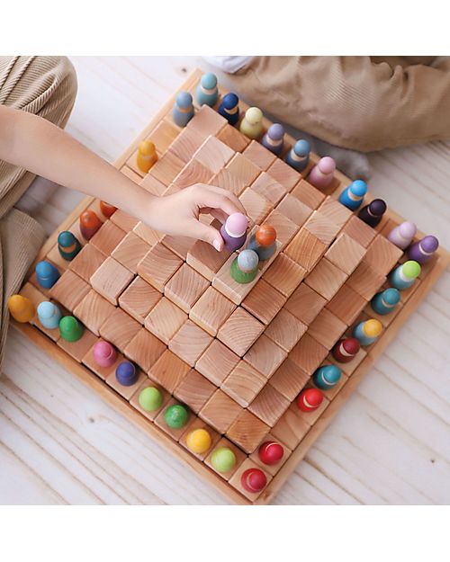 Grimms Spiel & Holz  Large Stepped Pyramid Wooden Blocks