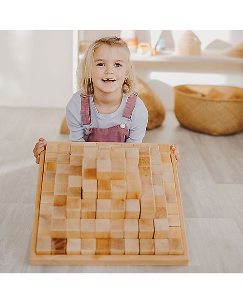 Grimm's Pyramid Wooden Construction Set - Large - Natural - 100 Pieces Wooden Blocks and Construction Sets