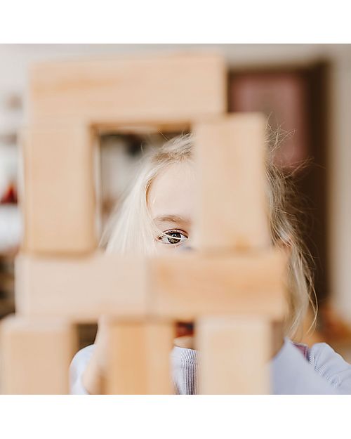 Grimm's Pyramid Wooden Construction Set - Large - Natural - 100 Pieces Wooden Blocks and Construction Sets