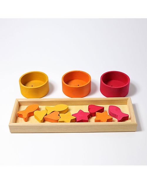 Grimm's Rainbow Bowls Sorting Game - FSC Lime Wood - Count and Sort by Colour! Montessori Toys
