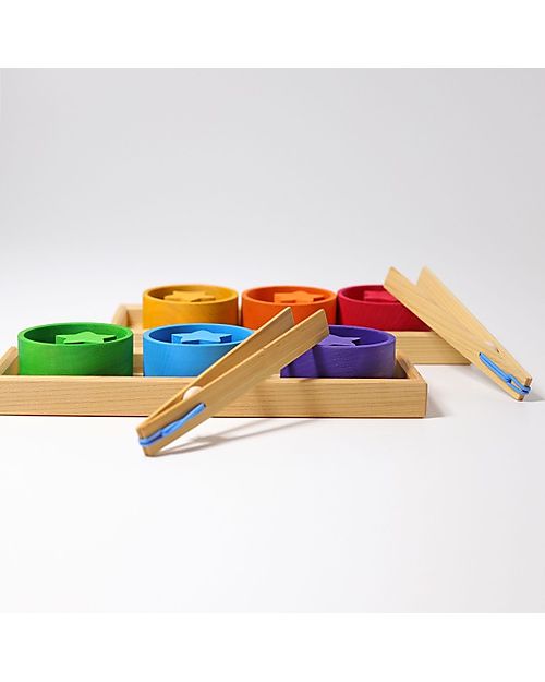 Grimm's Rainbow Bowls Sorting Game - FSC Lime Wood - Count and Sort by Colour! Montessori Toys