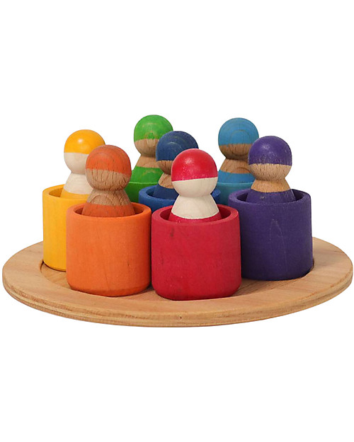 Grimm's Rainbow Friends Set - Wooden Educational Game Montessori Toys