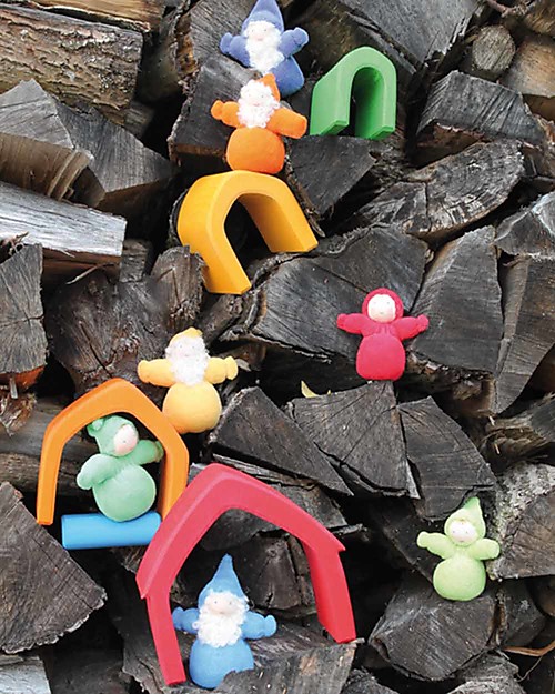 Grimm's Rainbow House, Coloured - 5 pieces Montessori Toys