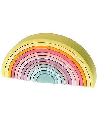 Grimm's Rainbow Tunnel + Boats with Grimm's Men Wooden Stacking Toys