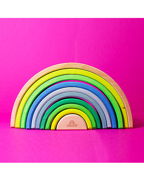 Grimm's Rainbow Tunnel - Neon Colors Green - 10 pieces - 14 cm Montessori Toys