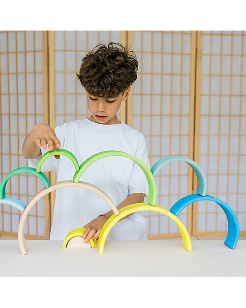Grimm's Rainbow Tunnel - Neon Colors Green - 10 pieces - 14 cm Montessori Toys
