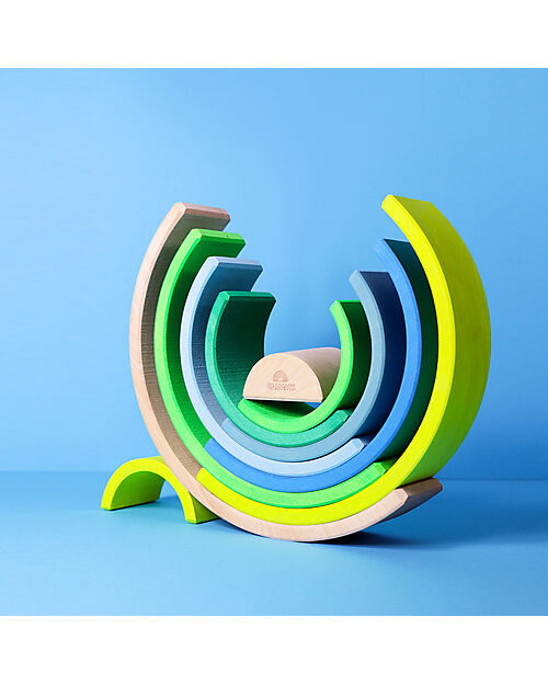 Grimm's Rainbow Tunnel - Neon Colors Green - 10 pieces - 14 cm Montessori Toys