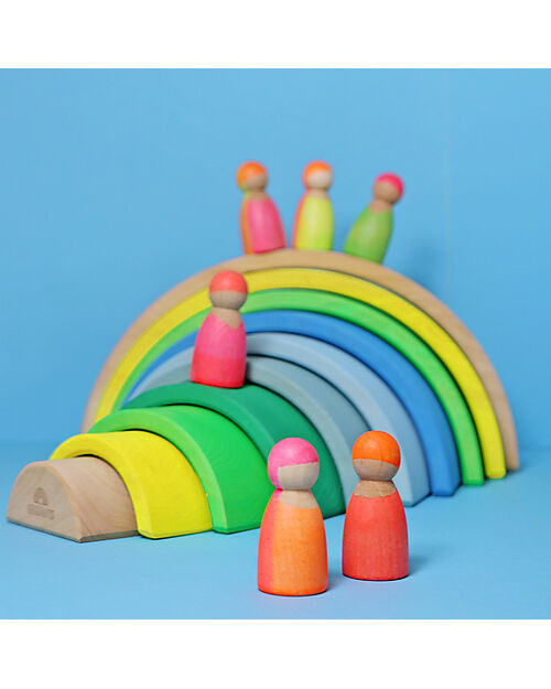 Grimm's Rainbow Tunnel - Neon Colors Green - 10 pieces - 14 cm Montessori Toys