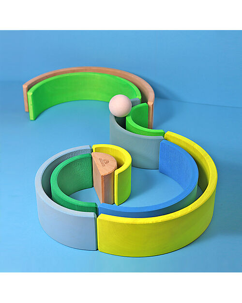 Grimm's Rainbow Tunnel - Neon Colors Green - 10 pieces - 14 cm Montessori Toys
