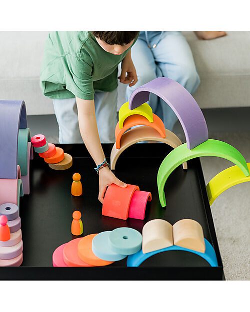 Grimm's Rainbow Tunnel - Neon Colors Green - 10 pieces - 14 cm Montessori Toys