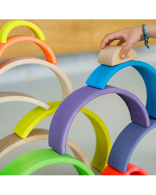 Grimm's Rainbow Tunnel - Neon Colors Green - 10 pieces - 14 cm Montessori Toys
