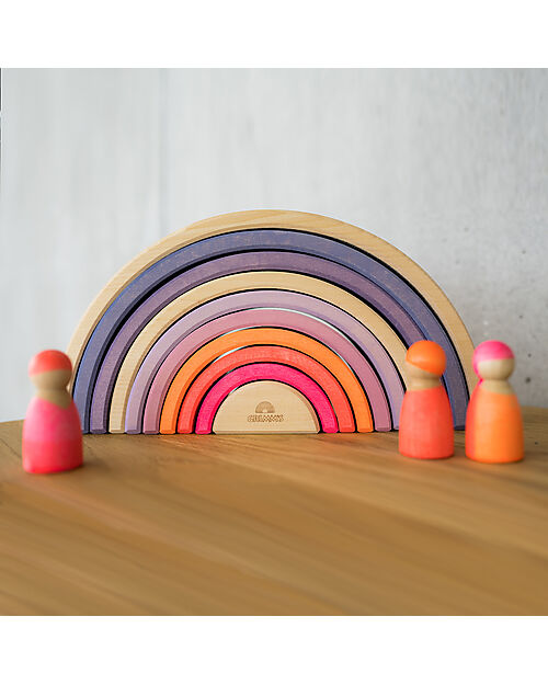Grimm's Rainbow Tunnel - Neon Colors Pink - 10 pieces - 14 cm Montessori Toys