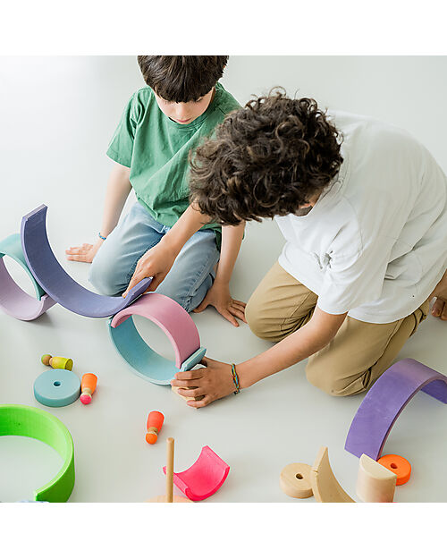 Grimm's Rainbow Tunnel - Neon Colors Pink - 10 pieces - 14 cm Montessori Toys