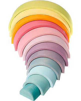 Grimm's Rainbow Tunnel - Pastel Colors - 12 pieces! 38 cm Wooden Stacking Toys