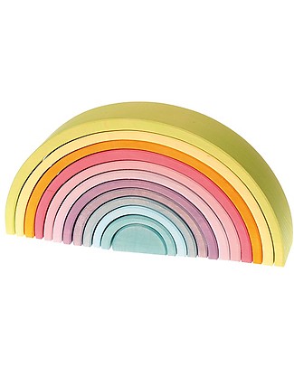 Grimm's Rainbow Tunnel - Pastel Colors - 12 pieces! 38 cm Wooden Stacking Toys