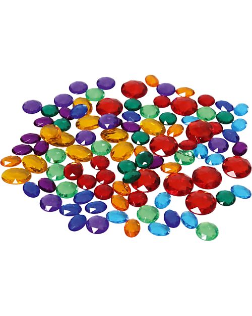 Grimm's Set of 100 Small Acrylic Glitter Stones - Decorate Creativity! Montessori Toys