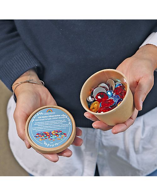 Grimm's Set of 100 Small Acrylic Glitter Stones - Decorate Creativity! Montessori Toys