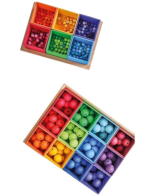 Grimm's Set of 12 Montessori Boxes - Rainbow - Wood Montessori Toys