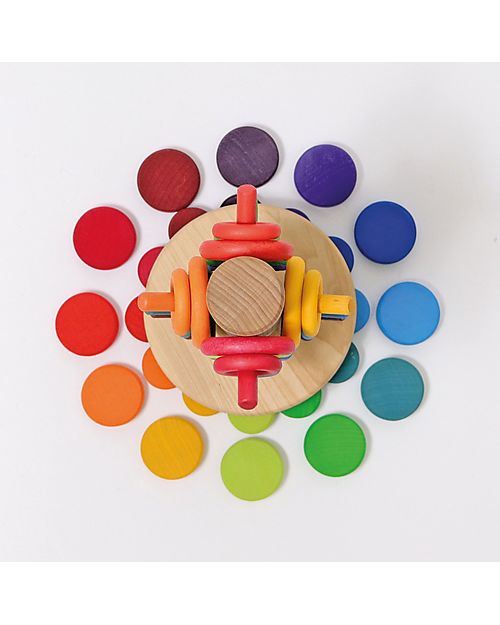 Grimm's Set of 24 Rainbow Coins - FSC Maple Wood Montessori Toys