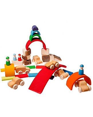 Grimm's Set of 6 Wooden Cars - Let your fantasy run free! Wooden Toy Cars, Trains & Trucks