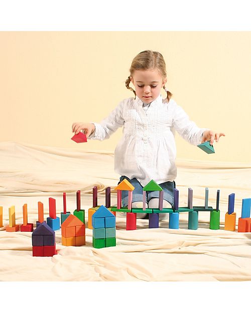 Grimm's Shapes and Colors Set - Multicolor - FSC Linden Wood Montessori Toys