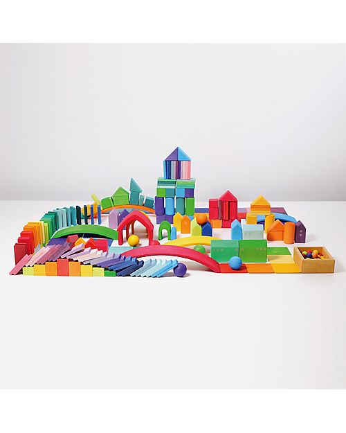 Grimm's Shapes and Colors Set - Multicolor - FSC Linden Wood Montessori Toys