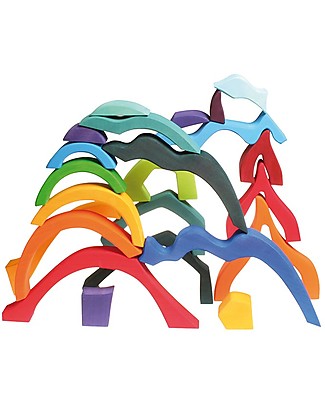 Grimm's Small 4 Elements Building Set - 23 pieces - Bizarre shapes for endless fun! Wooden Blocks and Construction Sets