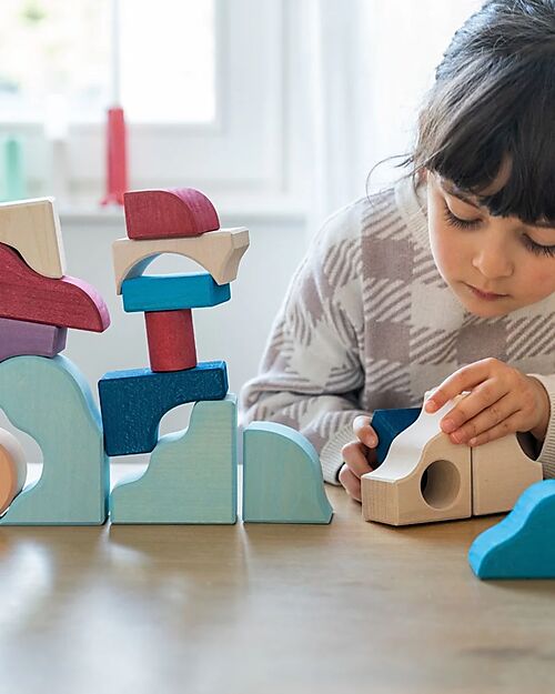 Grimm's Small Bulding Set Wave - Multicolor - 1+ years Wooden Blocks and Construction Sets
