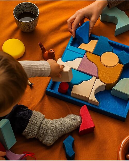 Grimm's Small Bulding Set Wave - Multicolor - 1+ years Wooden Blocks and Construction Sets