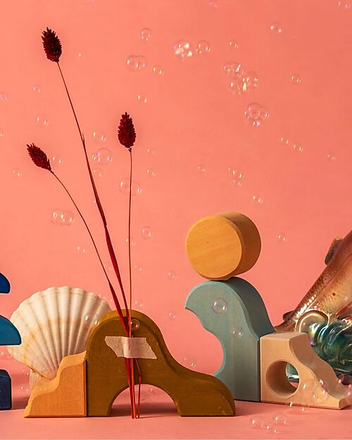 Grimm's Small Bulding Set Wave - Multicolor - 1+ years Wooden Blocks and Construction Sets