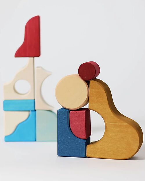 Grimm's Small Bulding Set Wave - Multicolor - 1+ years Wooden Blocks and Construction Sets
