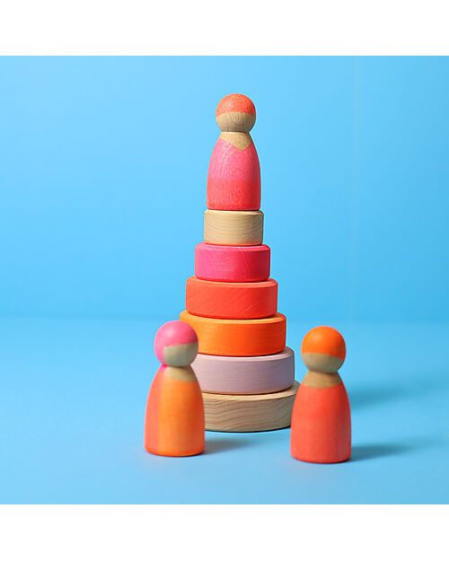 Grimm's Small Conical Tower - Neon Pink - Includes 5 Rings Montessori Toys