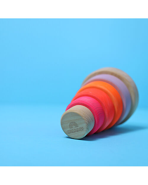 Grimm's Small Conical Tower - Neon Pink - Includes 5 Rings Montessori Toys