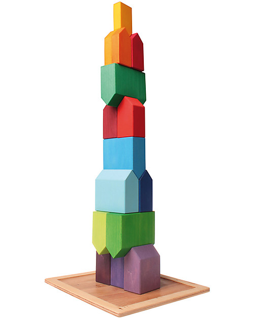 Grimm's Small Houses Building Set - 15 pieces -  Original, educational, fun! Wooden Blocks and Construction Sets