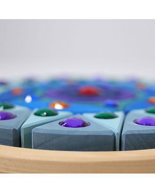 Grimm's Small Sparkling Mandala Set - Blue and Purple - FSC Linden Wood Montessori Toys