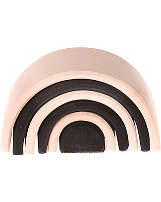Grimm's Small Tunnel Monochrome, Black and White - 6 pieces, 10.5 cm Wooden Stacking Toys